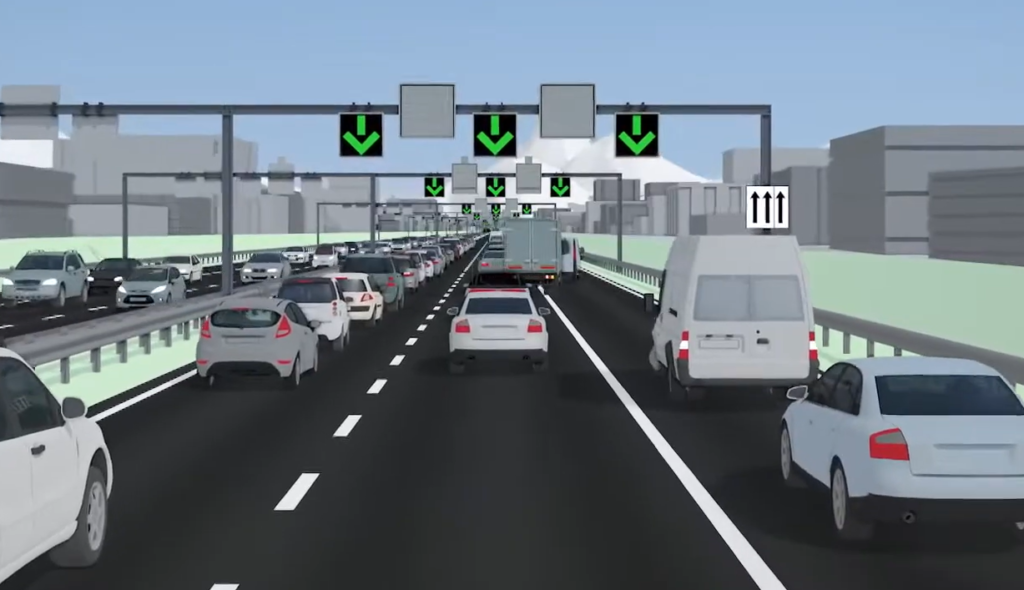 Mit Pannenstreifenumnutzungen (PUN) kann die Kapazität von Autobahnabschnitten deutlich erhöht werden. (Screenshot: Video ASTRA)